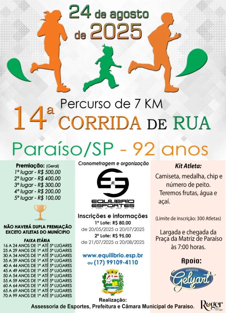 14ª Corrida Pedestre Da Cidade De Paraíso-SP