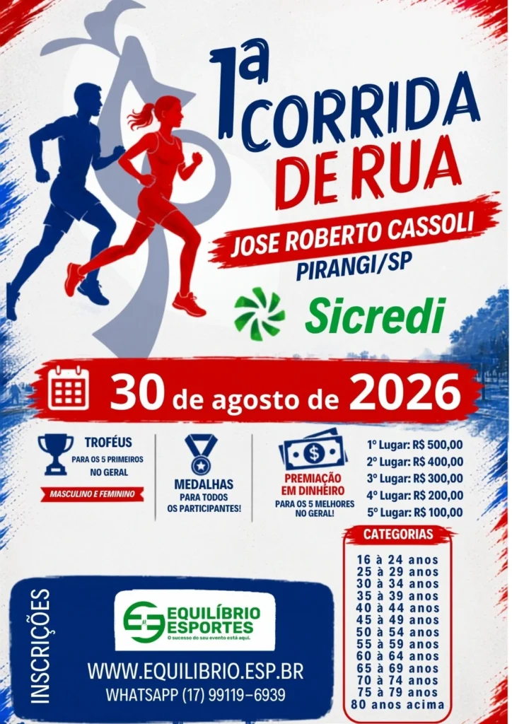 1ª CORRIDA DE RUA “JOSÉ ROBERTO CASSOLI” - PIRANGI-SP